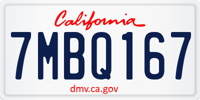 CA license plate 7MBQ167