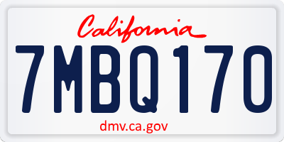 CA license plate 7MBQ170