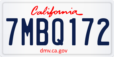 CA license plate 7MBQ172
