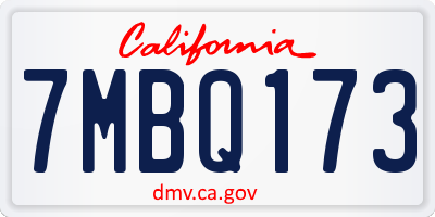CA license plate 7MBQ173