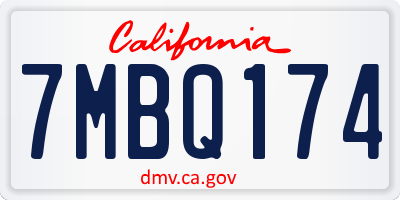 CA license plate 7MBQ174