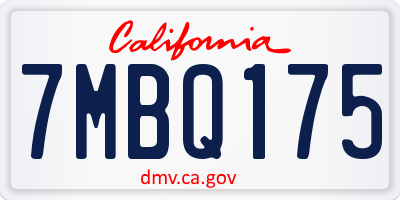 CA license plate 7MBQ175