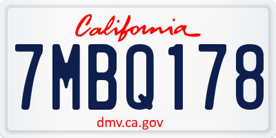 CA license plate 7MBQ178