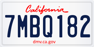 CA license plate 7MBQ182