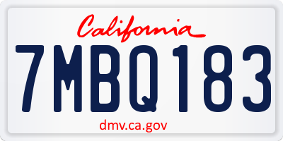 CA license plate 7MBQ183
