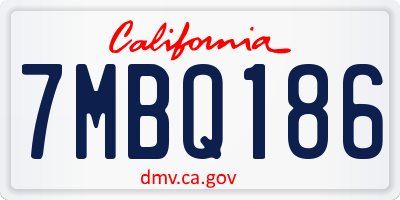 CA license plate 7MBQ186