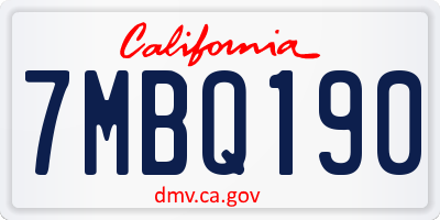 CA license plate 7MBQ190