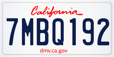 CA license plate 7MBQ192