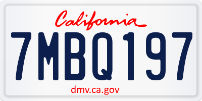 CA license plate 7MBQ197