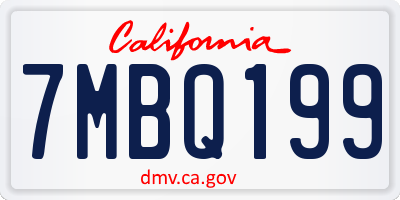 CA license plate 7MBQ199