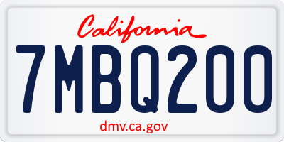 CA license plate 7MBQ200