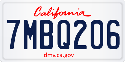 CA license plate 7MBQ206