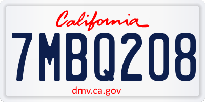 CA license plate 7MBQ208