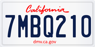 CA license plate 7MBQ210