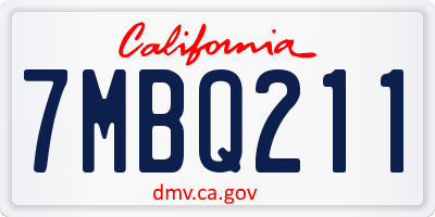 CA license plate 7MBQ211