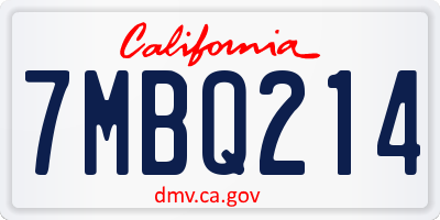 CA license plate 7MBQ214