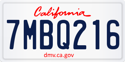 CA license plate 7MBQ216