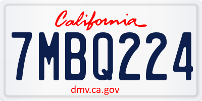 CA license plate 7MBQ224