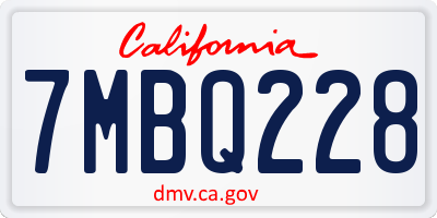CA license plate 7MBQ228