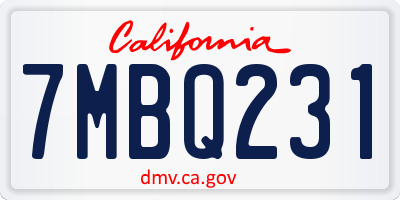 CA license plate 7MBQ231