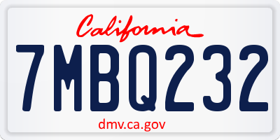 CA license plate 7MBQ232