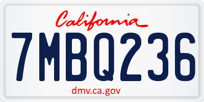 CA license plate 7MBQ236