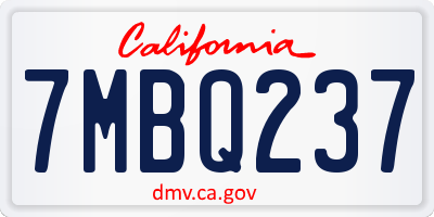 CA license plate 7MBQ237