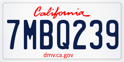 CA license plate 7MBQ239