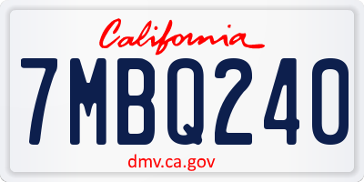 CA license plate 7MBQ240