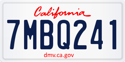 CA license plate 7MBQ241