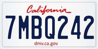 CA license plate 7MBQ242
