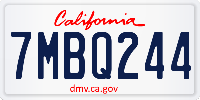 CA license plate 7MBQ244