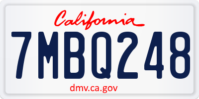 CA license plate 7MBQ248