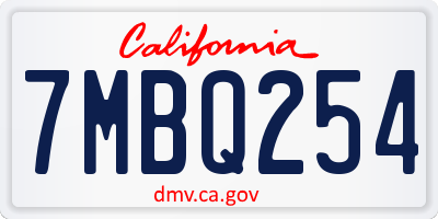 CA license plate 7MBQ254