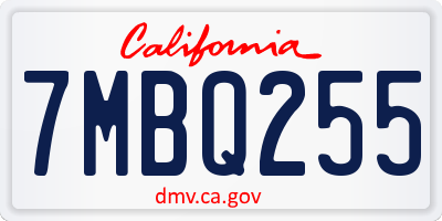 CA license plate 7MBQ255