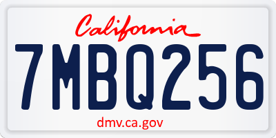 CA license plate 7MBQ256