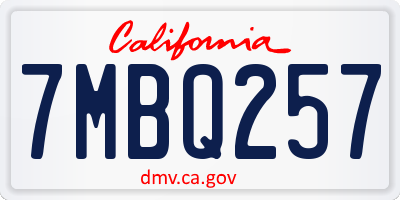 CA license plate 7MBQ257