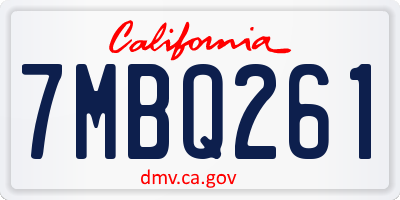 CA license plate 7MBQ261