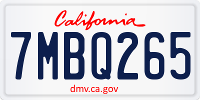 CA license plate 7MBQ265