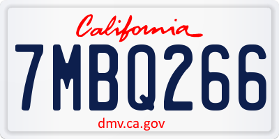 CA license plate 7MBQ266