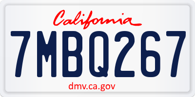 CA license plate 7MBQ267