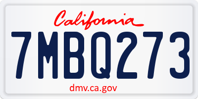 CA license plate 7MBQ273