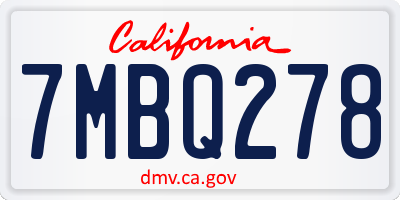 CA license plate 7MBQ278