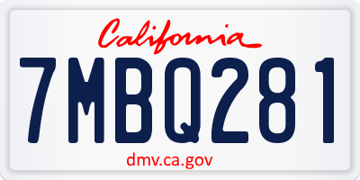 CA license plate 7MBQ281