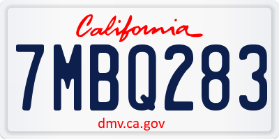 CA license plate 7MBQ283