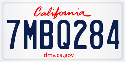 CA license plate 7MBQ284