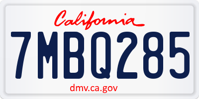 CA license plate 7MBQ285