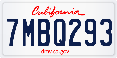 CA license plate 7MBQ293