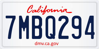 CA license plate 7MBQ294