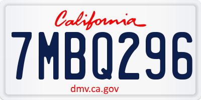 CA license plate 7MBQ296